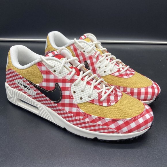 Nike Air Max 90 Golf Shoes NRG Picnic Red Sail Gold Size 11.5 DH5244-600 NEW - Picture 5 of 9